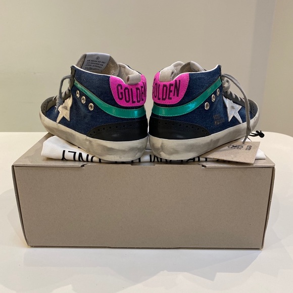 Golden Goose Mid Star Blue Denim/Pink Heel 40 NIB - Picture 11 of 12